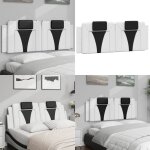 Coussin de tte de lit blanc et noir 140 cm similicuir - coussin de tte - ttire de lit - tte de lit ...