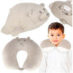 Coussin de voyage 2 en 1 pour le cou croissant mascotte ours en peluche