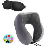 Coussin de voyage, oreiller de voyage � memoire de forme , coussin voyage ergonomique pour avion et train, ...