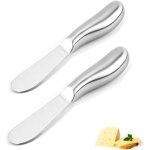 Couteaux à beurre Épandeur de fromage en acier inoxydable avec poignée ergonomique 2pcs 14 x 2 cm (argent ... Couteaux à beurre Épandeur de fromage en acier inoxydable avec poignée ergonomique 2pcs 14 x 2 cm (argent ...