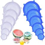 Couvercles extensibles en silicone, lot de 12, r�utilisables, universels, pour bols, casseroles, verres, ...