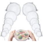 Couvercle silicone alimentaire, 12 paquets de couvercles extensible en silicone, flexible, r�utilisable, ...