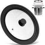 Couvercle universel noir 3 tailles, couvercle en verre avec bord gradus en silicone rsistant  chaleur ...