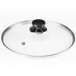 Couvercle en verre de 24 cm ? r�sistant � la chaleur ? poign�e bak�lite, shadow black ? couvercle de ...