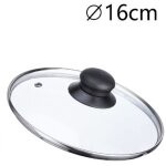 Couvercle en verre de rechange pour pan �16 - 18 - 20 - 22 - 24 - 26 - 30 - 32cm bouton noir - diam�tre ...