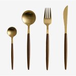 Couverts en acier inoxydable avec manche effet bois de 16 pi�ces monovar sklum dor�