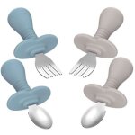 Couverts pour b�b� rangement en acier inoxydable - cuill�re et fourchette pour b�b� avec poign�es en ...