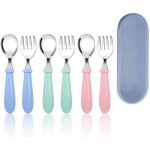 Couvert enfants inox, set couvert bebe 3 x fourchettes, 3 x cuill�res, couverts bebe de poign�e plastique ...