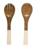 Couverts � salade en bois de manguier uni beige - mango