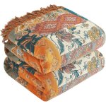 Couverture boh�me coton mousseline 200230cm, double face xxl, design esth�tique salon / chambre