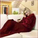 Couverture cline en polaire avec manches rouge grenat 150x180cm