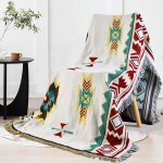 Couverture canap� 90x150 cm jet� de lit tricot boho en coton, couvre lit multifonction, d�corative
