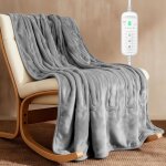 Couverture chauffante 180x130 cm double flanelle 9 niveaux de temp�rature & minuterie 1 - 10h, lavable ...