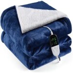 Couverture chauffante flanelle 155x180cm, plaid chauffant avec 6 niveaux de dhaleur, minuterie 10h, chaleur ...