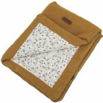 Couverture double face domiva au fil de l'eau - 75 x 100 cm - caramel