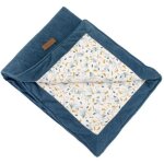 Couverture double face domiva au fil de l'eau - 75 x 100 cm - indigo