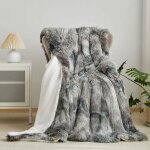 Ineasicer - couverture en fausse cachemire fourrure en peluche, gris crme plaid polaire , couverture ...