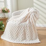 Couverture en fausse cachemire fourrure en peluche, white plaid polaire, couverture polaire fourrure ...
