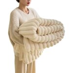 Couverture fausse fourrure lapin 180�200 cm, double face moelleuse, jet� canap� blanc