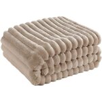 Couverture lapin peluche beige 150x200 cm, super douce et chaude, pour canap�, lit ou bureau
