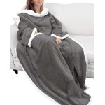 Couverture � manches et poches, � carreaux, douce et chaude, 170 x 120 cm