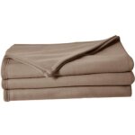 Couverture - microfibre - taupe - 210 x 230 cm - douceur - confort - antipeluches