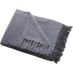 - couverture plaid charbon avec pompon (200 x 200 cm) - coton recycl� durable - tiss�e / textur�e pour ...