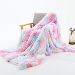 Couverture, plaid polaire arc - en - ciel super douce et chaude, plaid fourrure double face en pv et ...