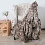 Couverture plaid polaire super chaude, gris - blanc, plaid fausse fourrure haute qualit�, poil confortable, ...