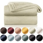Couverture polaire 150 x 200 - plaid beige, plaid pour canap, plaid cocooning - couverture polaire epaisse, ...