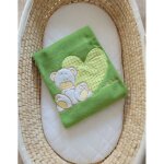 Couverture polaire pour bb - milo - ours en peluche avec un c?ur, vert