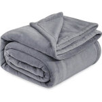 Couverture polaire flanelle en microfibre, jet� de canap� 150x200 gris clair, couverture lit jete de ...