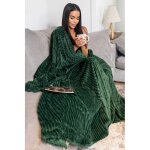 Couverture polaire fleece 220x240 vert bouteille