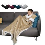 Vivezen - couverture polaire, plaid intgral avec manches et poche - 120 x 160 cm - sherpa et flanelle ...