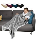 Couverture polaire, plaid intgral avec manches et poche - 120 x 160 cm - sherpa et flanelle - enfant ...
