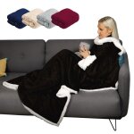 Couverture polaire, plaid intgral avec manches et poche - 140 x 210 cm - sherpa et flanelle - adulte ...