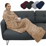Couverture polaire plaid intégral avec manches et poche - adulte 210 x 140 cm - beige vivezen Couverture polaire plaid intégral avec manches et poche - adulte 210 x 140 cm - beige vivezen