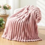 Couverture polaire ultra chaude, plaid en fausse fourrure de haute qualit, couverture  carreaux stroscopiq ...
