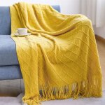 Couverture tricote franges jets de lit couleur solide plaids nordique chaud jet tapis  la mode doux ...