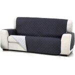 Couvre canap matelass rversible alvin, 3 places (180cm), couleur: gris fonc - gris clair. composition: ...