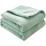 Couvre - lit 100 % coton gaufr� - plaid moelleux - couverture d'�t� douce - aspect gaufr� - en coton ...