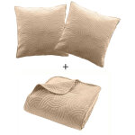 Douceur d'int�rieur ? couvre - lit velours matelass� 240x260 cm ? 2 housses de coussin 60x60 cm ? toucher ...