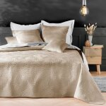 Couvre - lit 240x260 cm + 2 housses de coussin 60x60 cm ? velours uni matelass solange beige