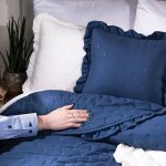 Couvre - lit dcoratif  volants verona - bleu, 220x240cm