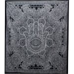 Couvre - lit double coton + tenture murale b&w - hamsa - vendu par 1 Couvre - lit double coton + tenture murale b&w - hamsa - vendu par 1