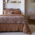 Terre de nuit - couvre - lit gaze de coton imprim floral 90x200 cm marron