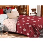 Couvre - lit matelassé rouge « edelweiss » - microfibre douce à fleurs blanches, rembourrage léger, fabriqué ... Couvre - lit matelassé rouge « edelweiss » - microfibre douce à fleurs blanches, rembourrage léger, fabriqué ...