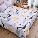 Couvre - lit r�versible 140x200 cm dinosaure, matelass� climatisation, parure lit / canap�