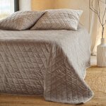 Couvre - lit et taies d'oreiller en velours matelass� naturel 230x250 cm