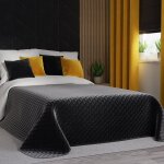 Couvre - lit velvi 170x210cm - noir profond � motif g�om�trique